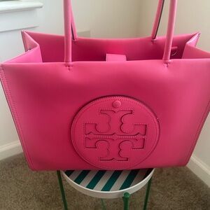 Tory Burch Vibrant Pink Logo Tote